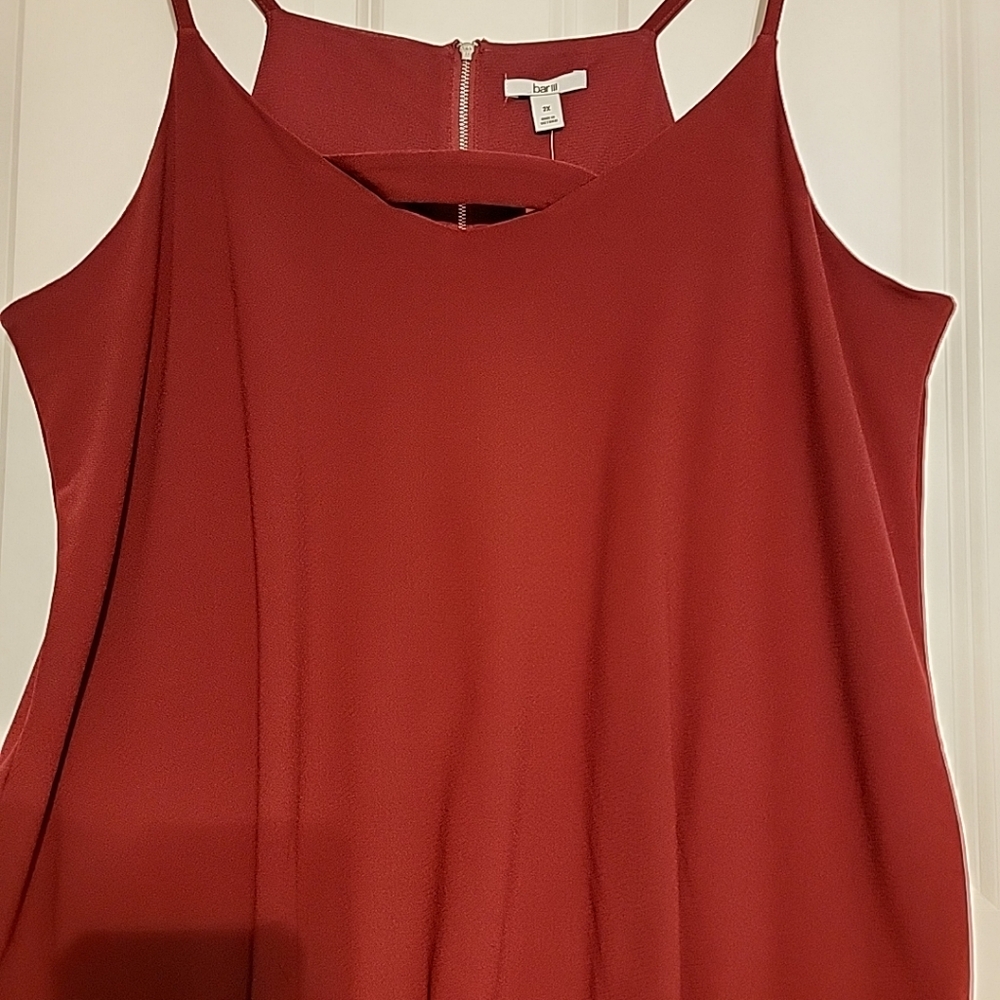 NWT Bar III Plus Size 2x V Neck Bar Tank Top Zipper Back Lined, Sweet Wine